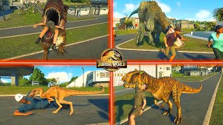 All Carnivore Dinosaurs VS Humans 🦖 Dinosaurs Battle Animation  Jurassic World Evolution 2  JWE2 [upl. by Livingston]