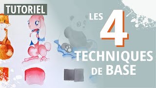 Comment débuter laquarelle COURS COMPLET  les 4 techniques de bases et des exemples kawaii 😻 [upl. by Xylina715]