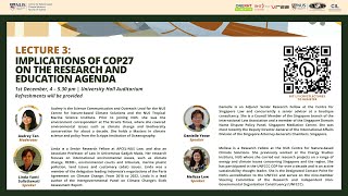 NUS Lecture Series on COP27 Implications of COP27 On The Research amp Education Agenda [upl. by Harcourt]