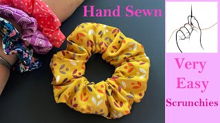 Diy Hand Sewn Scrunchy Tutorial  How To Make A Scrunchies  Hand sewing  Scrunchy costurado à mão [upl. by Attenyw]