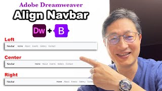 Super easy Navbar Align to Left  Center  Right with Bootstrap in Dreamweaver [upl. by Rona]