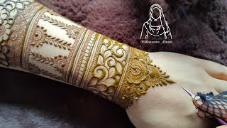 Beautiful Heavy Bridal Henna Design Tutorial  Very Beautiful Bridal Henna  Tutorial by Thouseen [upl. by Egiedan]