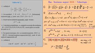 Bacalaureat Matematica Sesiunea August 2018 Tehnologic [upl. by Yaakov]