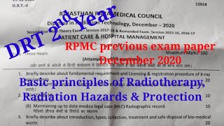 DRT 2nd yearBasic principles of Radiotherapy Radiation Hazards amp Protection  previous exam paper [upl. by Yadahs42]