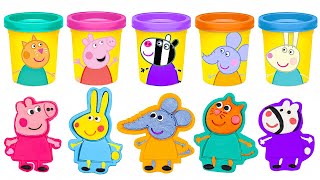 How to Make Play Doh Peppa Pig amp Friends using Cookie Cutters  Preschool Toddler Learning Video [upl. by Heyman27]