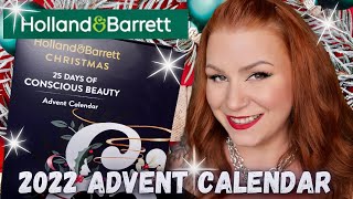 FULL UNBOXING HOLLAND amp BARRETT 2022 ADVENT CALENDAR  BEST CLEAN BEAUTY CALENDAR UNDER £60 [upl. by Imoan184]