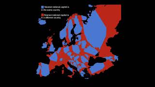 Is the nearest national capital in the same country or different map europe capital ytshorts [upl. by Maxima]