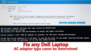 Fix The AC adapter type cannot be determined Error on any Dell Laptop [upl. by Thor281]