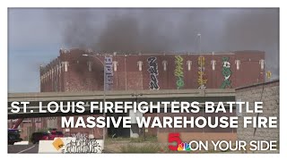 Stan Musial Bridge closed as crews battle massive warehouse fire [upl. by Ender992]