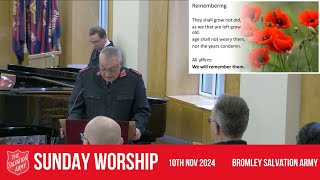 Bromley Temple Salvation Army  Rememberance Sunday  10th November 2024 [upl. by Pass59]