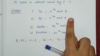 Diffie Hellman Algorithm Unit 3 Cryptography Anna University [upl. by Poler252]