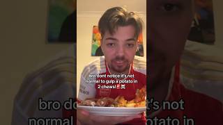 Beavo gulps a potato in 2 chews 🚨 beavo food funny chickenmeal [upl. by Dohsar]