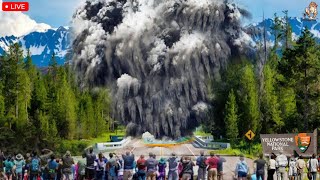 terrifying Footage of a geyser explosion caught on camera in Yellowstone Park scares visitors [upl. by Leirad]