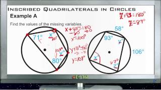 Inscribed Quadrilaterals in Circles Examples Basic Geometry Concepts [upl. by Etsyrk]