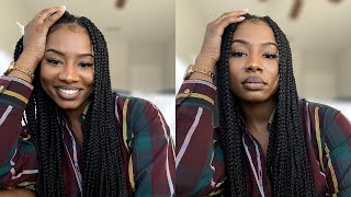 Medium Sized Hip Length Box Braids On My TWA  Box Braid Time Lapse [upl. by Anivahs184]