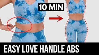 EASY standing workout to burn love handle abs 10 min in 7 day challenge low impact no jumping [upl. by Kcirdek]