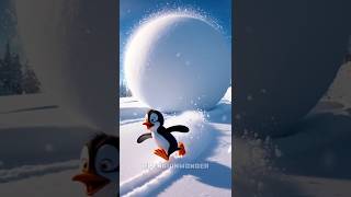 Cute penguin played with snowball penguin rabbit funny ai [upl. by Yrahca]