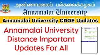 Annamalai University CDOE Latest Important Updates 👍 [upl. by Amari]