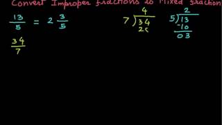 convert improper fraction to mixed fraction [upl. by Kraul85]