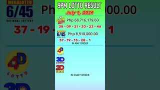 Lotto Result July 1 2024 Monday 900PM Php 687 million GrandLotto MegaLotto PCSO shortsfeed [upl. by Nadaha]