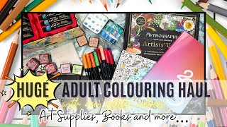 HUGE Adult Colouring Haul  New Books and Supplies [upl. by Eltsirc]