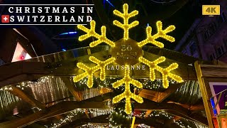 BO NOEL Lausanne Christmas Market 4k Video [upl. by Anrahs]