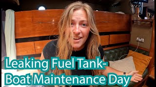 Leaking Fuel Tank on Sailboat Boat Maintenance Day [upl. by Gnoy866]