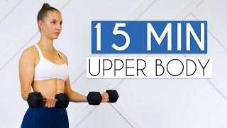 15 min STANDING ARMS AND ABS WORKOUT  With Dumbbells  Upper Body  No Repeats [upl. by Neirbo564]