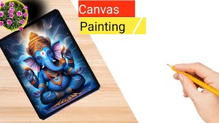 Lord Ganesha painting on canvas  Ganesh ji outline drawing tutorial video SanjuArts7 [upl. by Hcirdla274]