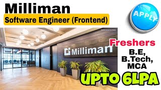 Hiring Software Engineer Frontend by Milliman  Fresher can apply [upl. by Gavriella]