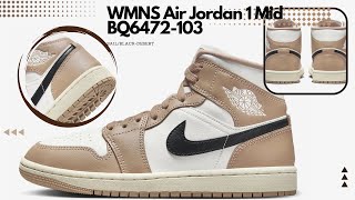 WMNS Air Jordan 1 Mid BQ6472103 SailBlackDesert [upl. by Waters577]