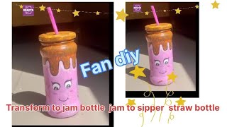 diytransform to jam bottle to sipper straw bottle fan diy [upl. by Arbe]