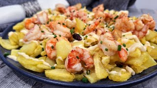 PATATAS ARRIERAS una receta andaluza con gambas al ajillo sencilla y deliciosa [upl. by Woodruff]