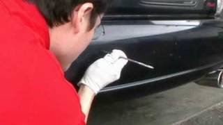 Paint touch up and scratch repair of blue bumper  Applied Colors [upl. by Aleel]