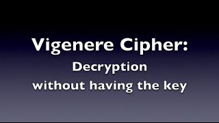 Vigenere Cipher  Decryption Unknown Key [upl. by Aicinod809]