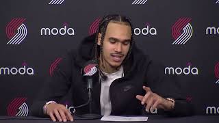 Dalano Banton Postgame Interview  Portland Trail Blazers 114 Atlanta Hawks 110 [upl. by Melisandra]