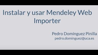 Instalar y usar Mendeley Web Importer [upl. by Sitsuj]