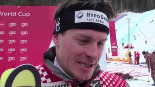 Ivica Kostelic interview amp podium after winning Wengen slalom [upl. by Nageam]