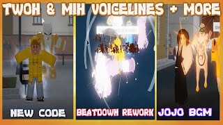 YBA TWOH AND MIH VOICELINES  NEW UPDATE SHOWCASE BEST UPDATE [upl. by Cahra105]