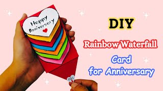 DIY Water Fall Anniversary Card  Happy Anniversary Special Card  Rainbow Water Fall Greeting Card [upl. by Davidde]