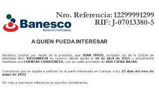 BANESCOReferencia bancaria [upl. by Nivej]