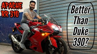 New TVS Apache RR310 Review  Is Better Than Duke 390 In Price Features amp Performance All Details [upl. by Gilus764]