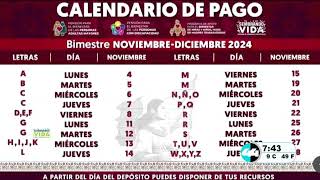 Calendario de pago Bienestar Noviembre  Diciembre [upl. by Yorker]