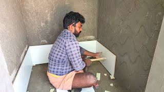 Excellent work in Bathroom Wall And Floor tile installation process Easy and Fastest Construction [upl. by Enar]