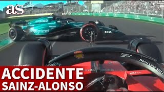 F1  GP AUSTRALIA  Así fue el ACCIDENTE entre CARLOS SAINZ JR y FERNANDO ALONSO  Diario AS [upl. by Gloria344]