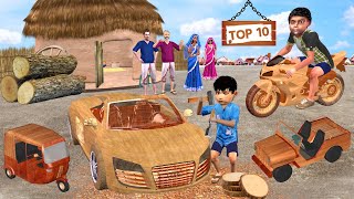 Mini Wooden Vehicles Toys Comedy Videos Collection Hindi Stories Garib Ki Kahani Bedtime Moral Story [upl. by Sanjay]