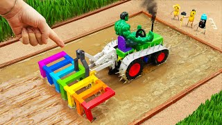 Diy tractor making mini Rainbow Plowing Machine  diy Chain Wheel for Tractor Stuck in Mud  HP Mini [upl. by Gladys]