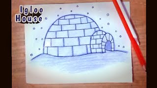 How to Draw an Igloo drawing Igloo drawing with Pencil Shade Step by Step easy [upl. by Norrehs]