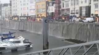 Torrential Rain Creates Waterfall in Victoria Marina St Peter Port Guernsey [upl. by Burrill]