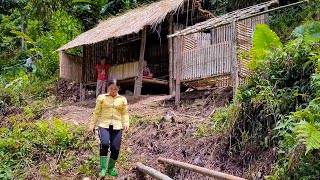 single mother raising children alone building a new kitchen from bamboo [upl. by Eisset10]